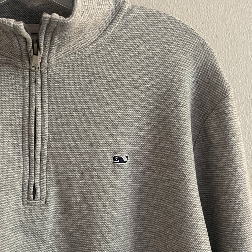 Vineyard Vines Performance Ribbed Gray Quarter Zip Pullover Sweatshirt Size L - Picture 4 of 11